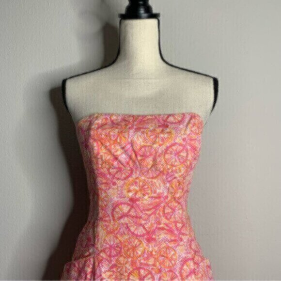 Lilly Pulitzer Delphina Orange & Pink Strapless Mini Dress - Picture 5 of 11